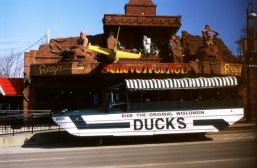 The Original Wisconsin Ducks. It’s doing that weird shutter-curtain lag again. Who cares? This is the Original Wisconsin Ducks WWII amphibian vehicle. Calm yourselves, we will ride it later.